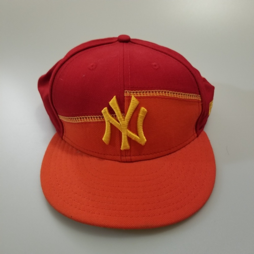 New York Yankees Hat Cap Fitted 7 1/2 Red Orange New Era‎ MLB 59FIFTY